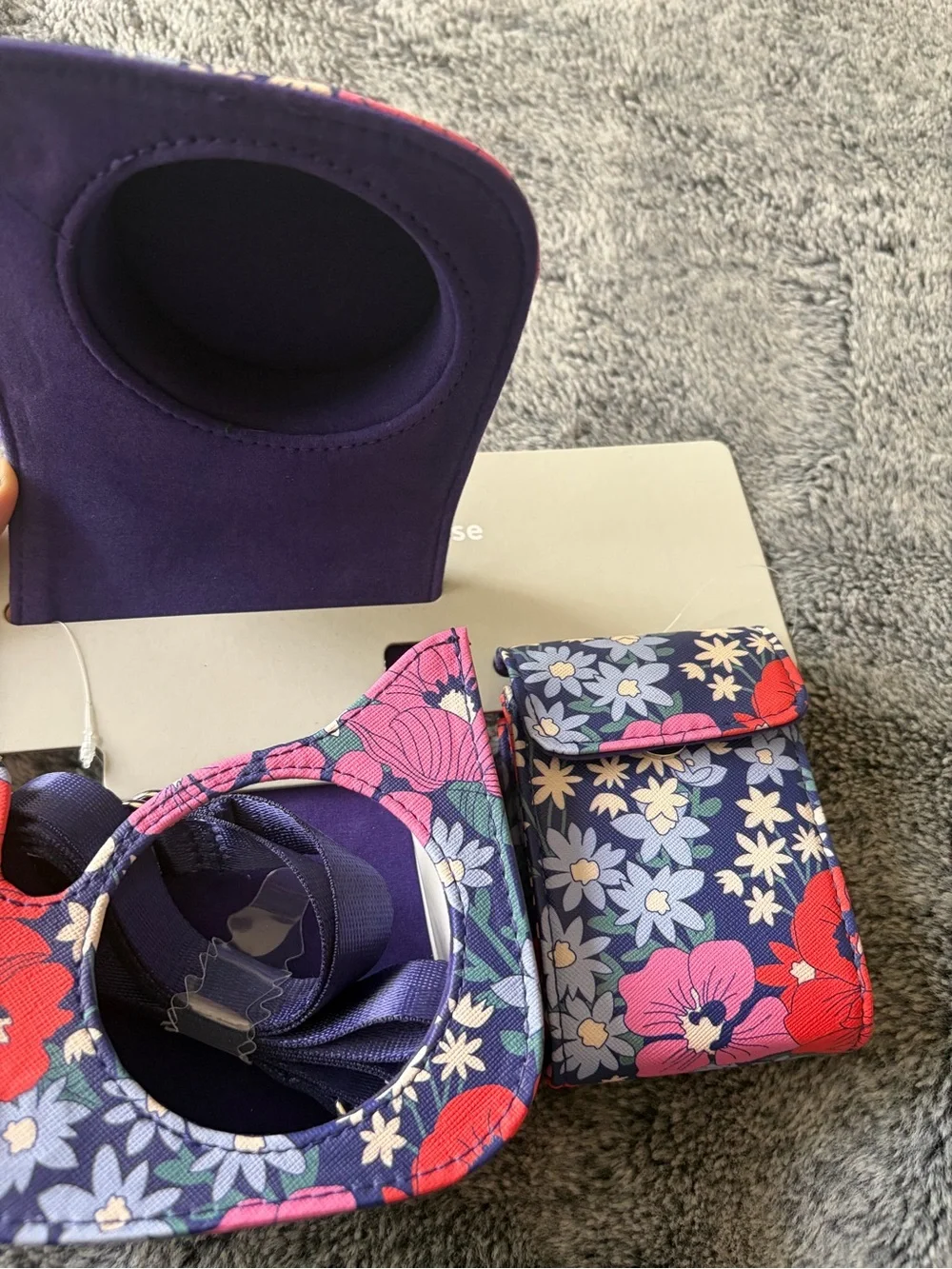 heyday Navy Floral Instant Camera Case with Pink & Red Flowers